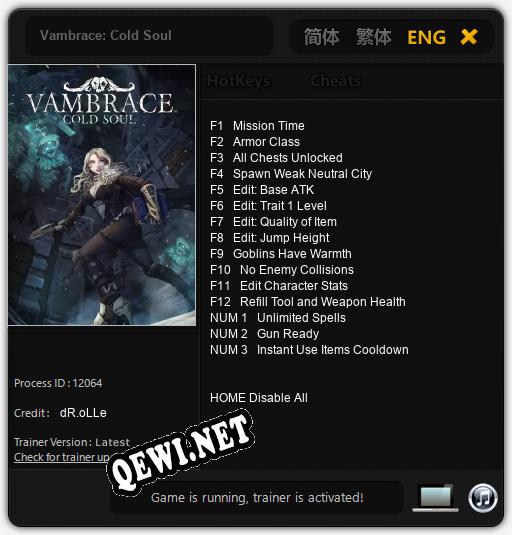 Vambrace: Cold Soul: ТРЕЙНЕР И ЧИТЫ (V1.0.73)