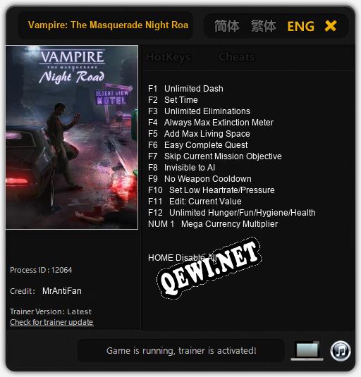 Vampire: The Masquerade Night Road: Трейнер +13 [v1.2]