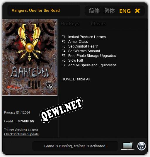 Трейнер для Vangers: One for the Road [v1.0.4]