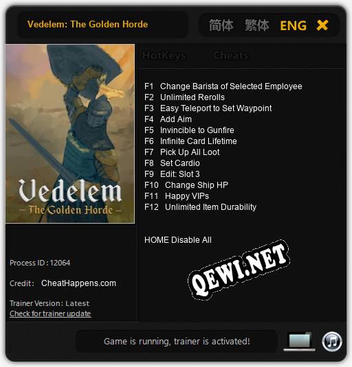 Трейнер для Vedelem: The Golden Horde [v1.0.6]