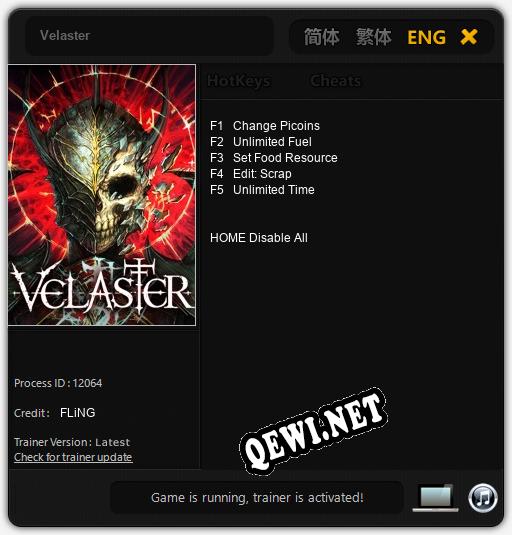 Трейнер для Velaster [v1.0.9]