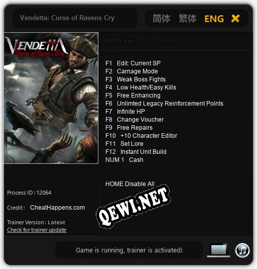 Vendetta: Curse of Ravens Cry: Читы, Трейнер +13 [CheatHappens.com]