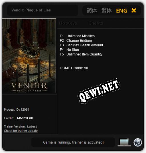 Vendir: Plague of Lies: Трейнер +5 [v1.7]