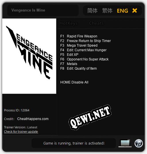 Vengeance Is Mine: ТРЕЙНЕР И ЧИТЫ (V1.0.2)