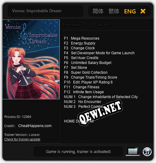 Venus: Improbable Dream: Читы, Трейнер +15 [CheatHappens.com]