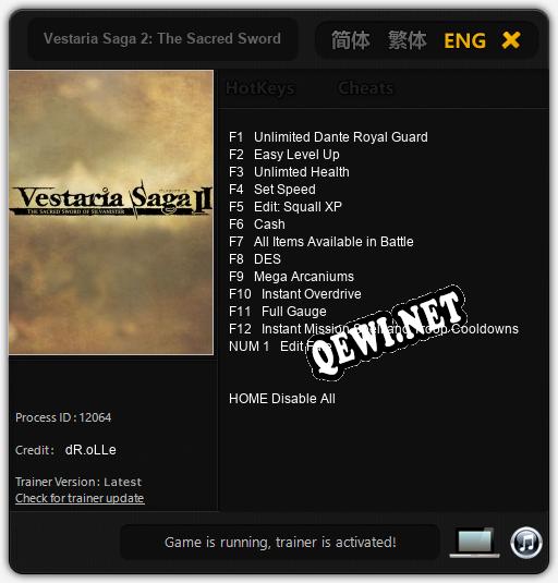 Vestaria Saga 2: The Sacred Sword of Silvanister: Трейнер +13 [v1.9]