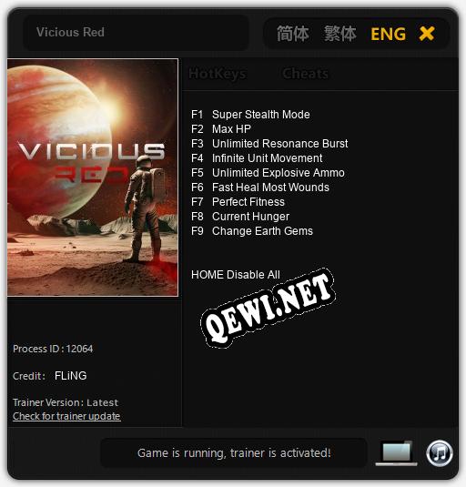 Vicious Red: Читы, Трейнер +9 [FLiNG]