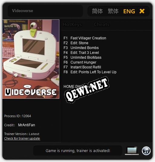 Videoverse: Читы, Трейнер +8 [MrAntiFan]