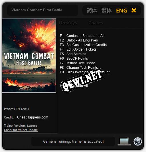Vietnam Combat: First Battle: Трейнер +9 [v1.9]