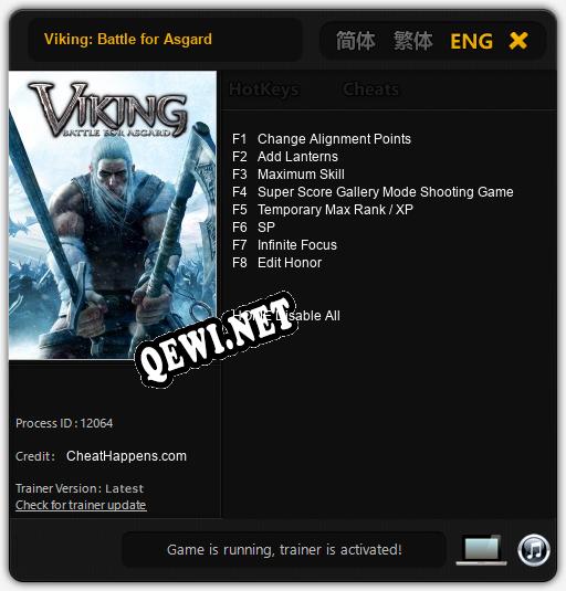 Viking: Battle for Asgard: Читы, Трейнер +8 [CheatHappens.com]