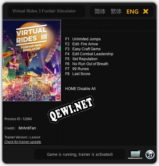 Трейнер для Virtual Rides 3 Funfair Simulator [v1.0.9]
