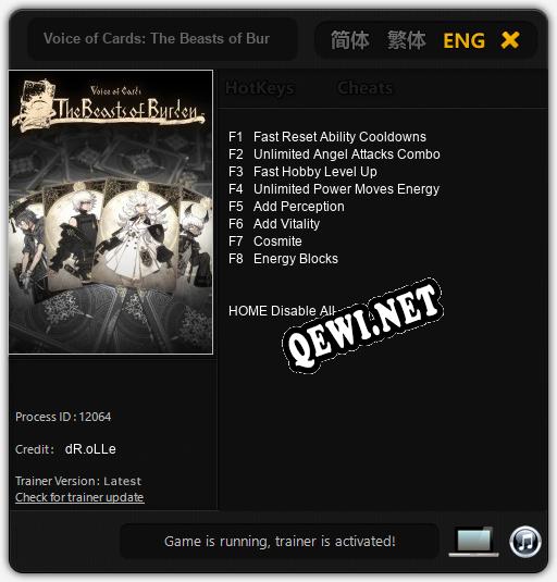 Voice of Cards: The Beasts of Burden: ТРЕЙНЕР И ЧИТЫ (V1.0.9)
