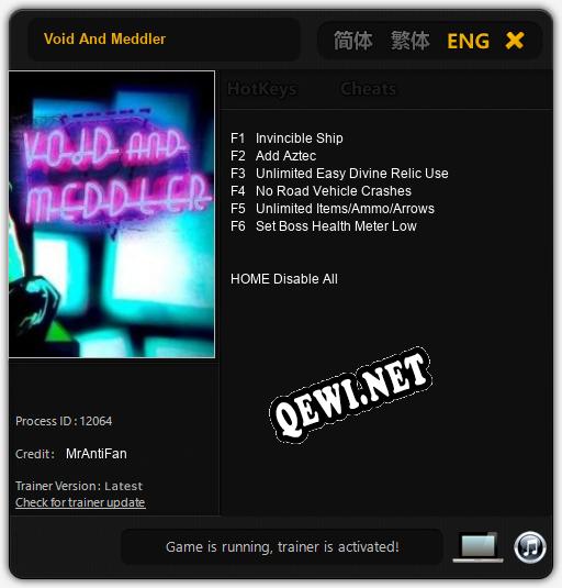 Void And Meddler: ТРЕЙНЕР И ЧИТЫ (V1.0.14)