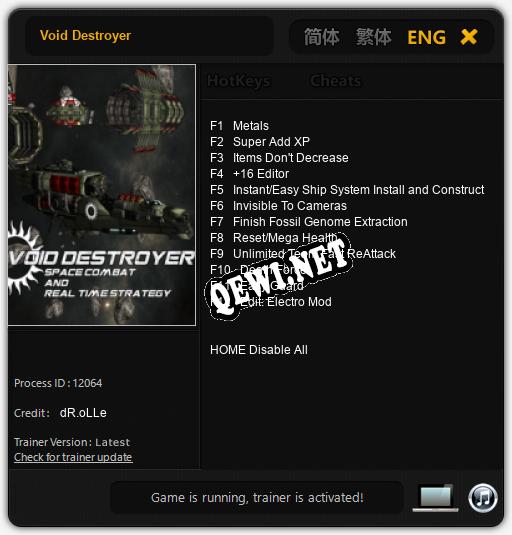 Трейнер для Void Destroyer [v1.0.5]