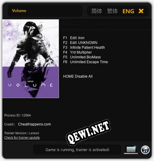 Трейнер для Volume [v1.0.6]