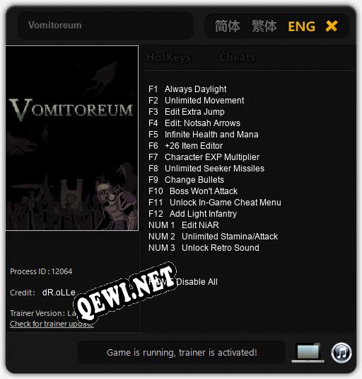 Vomitoreum: Трейнер +15 [v1.2]