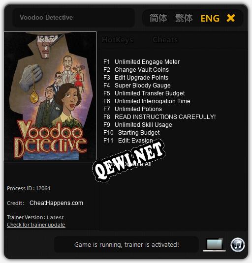 Трейнер для Voodoo Detective [v1.0.2]