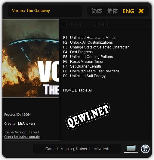 Трейнер для Vortex: The Gateway [v1.0.7]