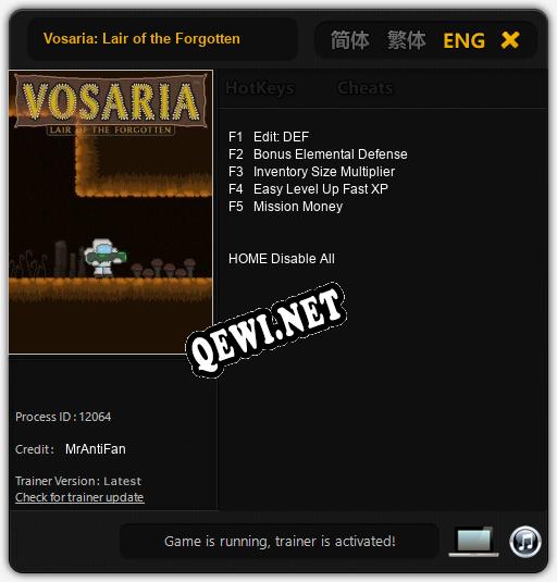 Трейнер для Vosaria: Lair of the Forgotten [v1.0.2]