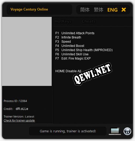 Трейнер для Voyage Century Online [v1.0.8]