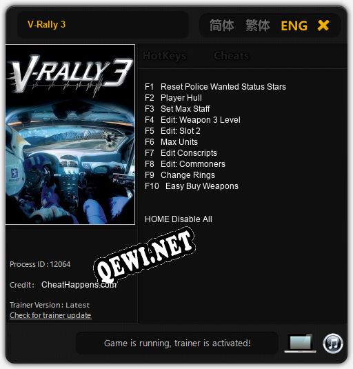 V-Rally 3: Читы, Трейнер +10 [CheatHappens.com]