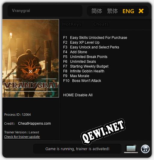 Трейнер для Vranygrai [v1.0.3]