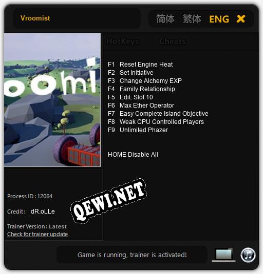 Vroomist: Трейнер +9 [v1.9]