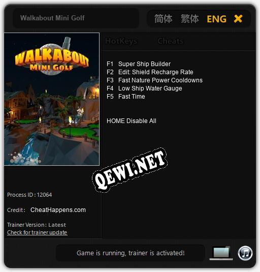 Трейнер для Walkabout Mini Golf [v1.0.8]