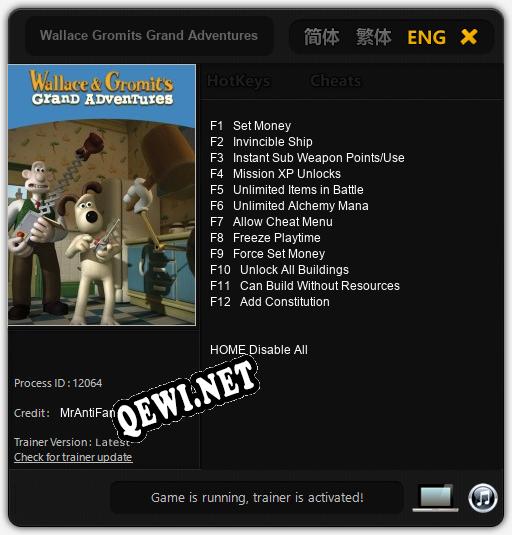 Трейнер для Wallace Gromits Grand Adventures [v1.0.5]