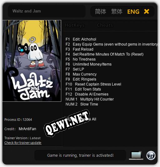 Waltz and Jam: ТРЕЙНЕР И ЧИТЫ (V1.0.1)