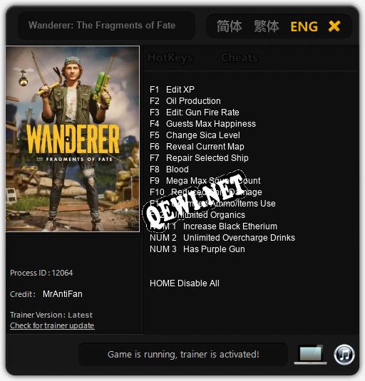 Wanderer: The Fragments of Fate: ТРЕЙНЕР И ЧИТЫ (V1.0.61)