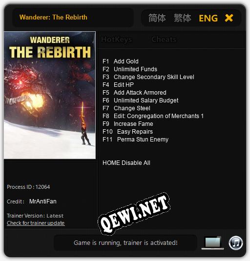 Wanderer: The Rebirth: Трейнер +11 [v1.6]