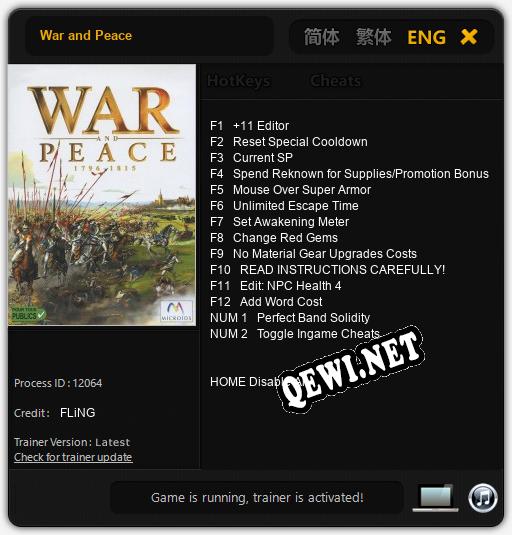 War and Peace: Трейнер +14 [v1.6]
