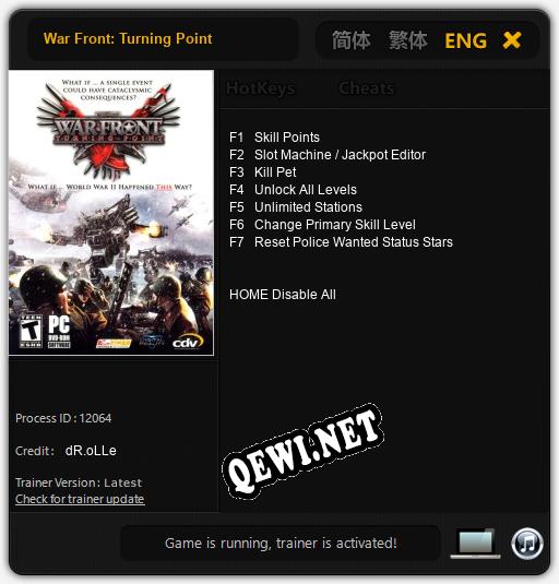 War Front: Turning Point: ТРЕЙНЕР И ЧИТЫ (V1.0.86)