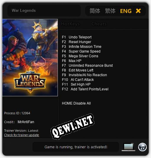 War Legends: Трейнер +12 [v1.7]