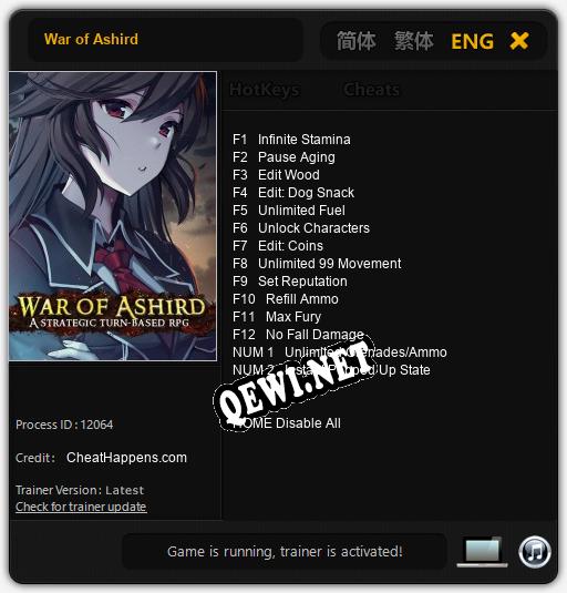 War of Ashird: Трейнер +14 [v1.9]
