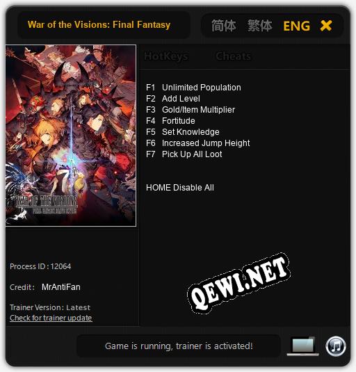 War of the Visions: Final Fantasy Brave Exvius: Трейнер +7 [v1.9]