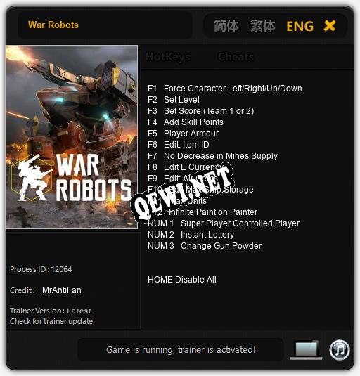 Трейнер для War Robots [v1.0.3]