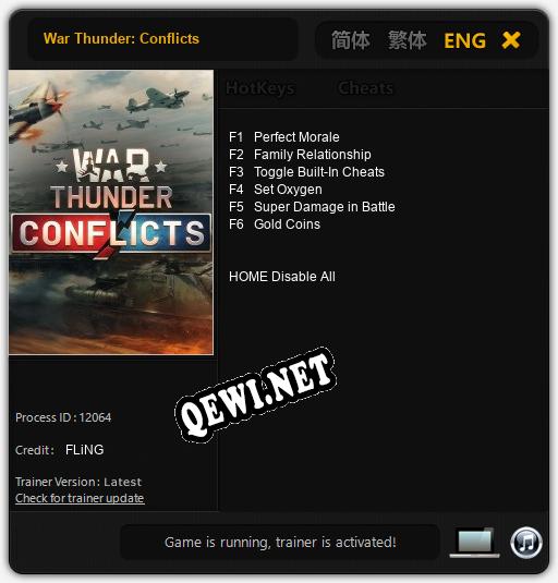 War Thunder: Conflicts: Трейнер +6 [v1.5]