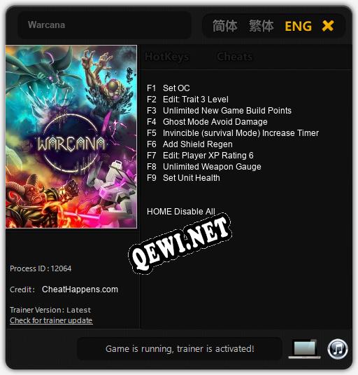 Warcana: Трейнер +9 [v1.7]