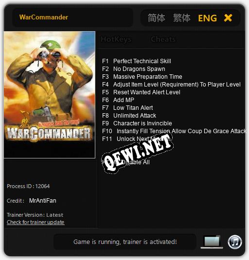 WarCommander: ТРЕЙНЕР И ЧИТЫ (V1.0.80)