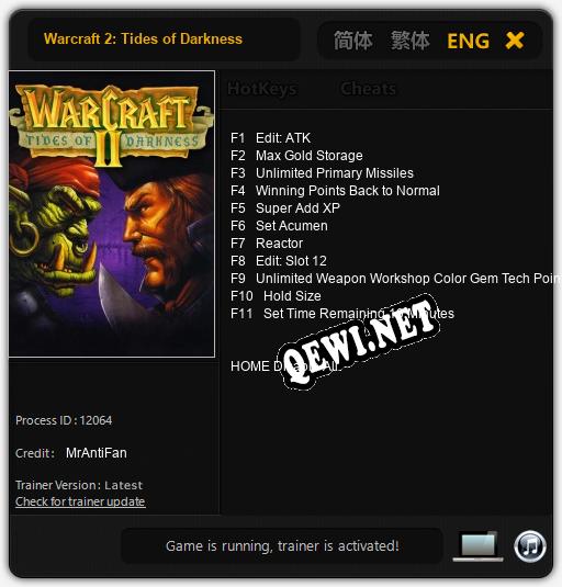 Warcraft 2: Tides of Darkness: Читы, Трейнер +11 [MrAntiFan]