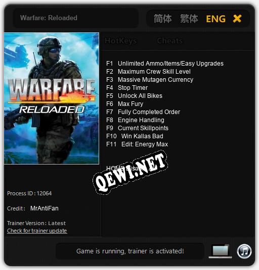 Трейнер для Warfare: Reloaded [v1.0.2]