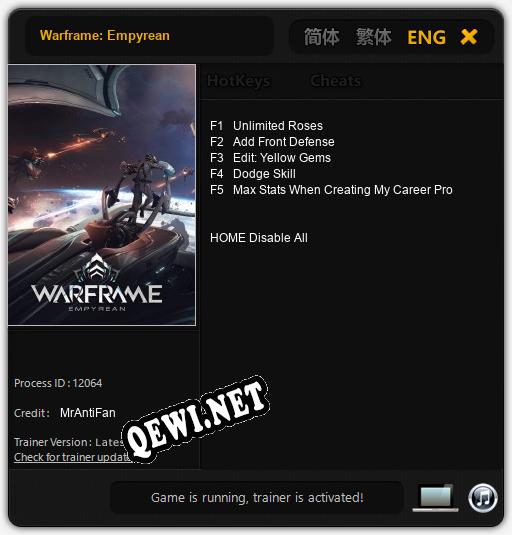 Трейнер для Warframe: Empyrean [v1.0.9]