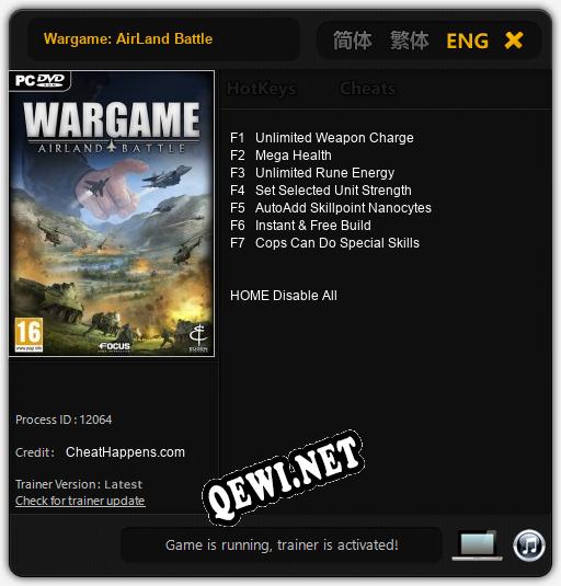 Трейнер для Wargame: AirLand Battle [v1.0.4]