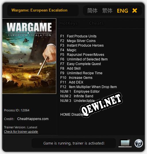 Трейнер для Wargame: European Escalation [v1.0.2]