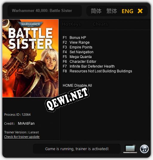 Warhammer 40,000: Battle Sister: Трейнер +8 [v1.5]