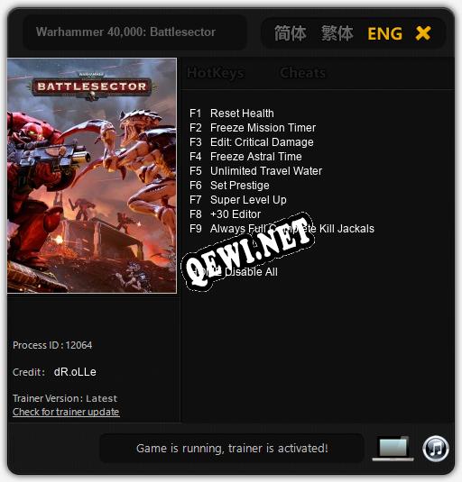 Warhammer 40,000: Battlesector: Читы, Трейнер +9 [dR.oLLe]