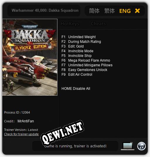 Трейнер для Warhammer 40,000: Dakka Squadron [v1.0.1]