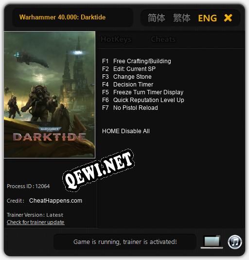 Warhammer 40.000: Darktide: Читы, Трейнер +7 [CheatHappens.com]